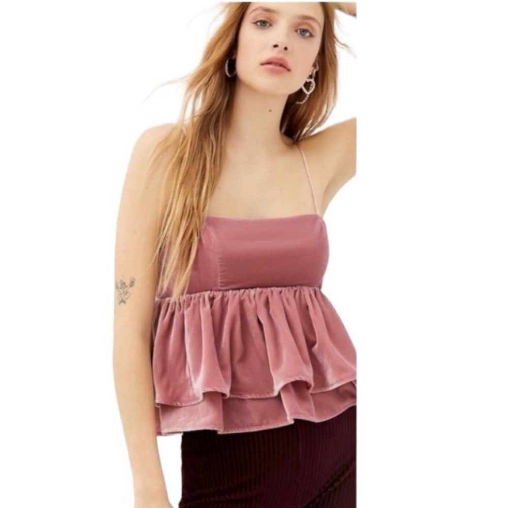 Urban Outfitters Olivia Velvet Tiered Peplum Cami Women’s Size XL